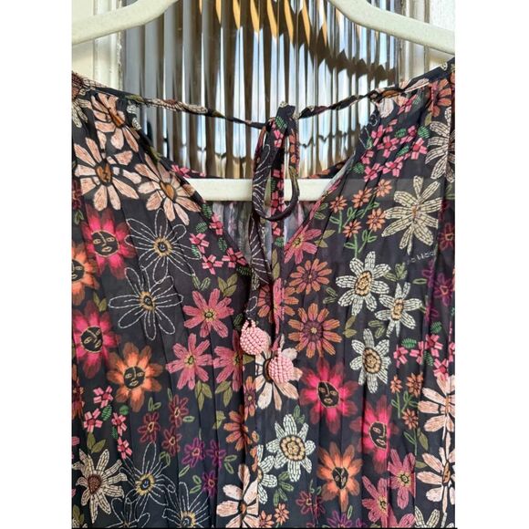 Stunning for Fall- FARM Rio for Anthropologie Floral Sheer Blouse Size: Medium C - Picture 5 of 12